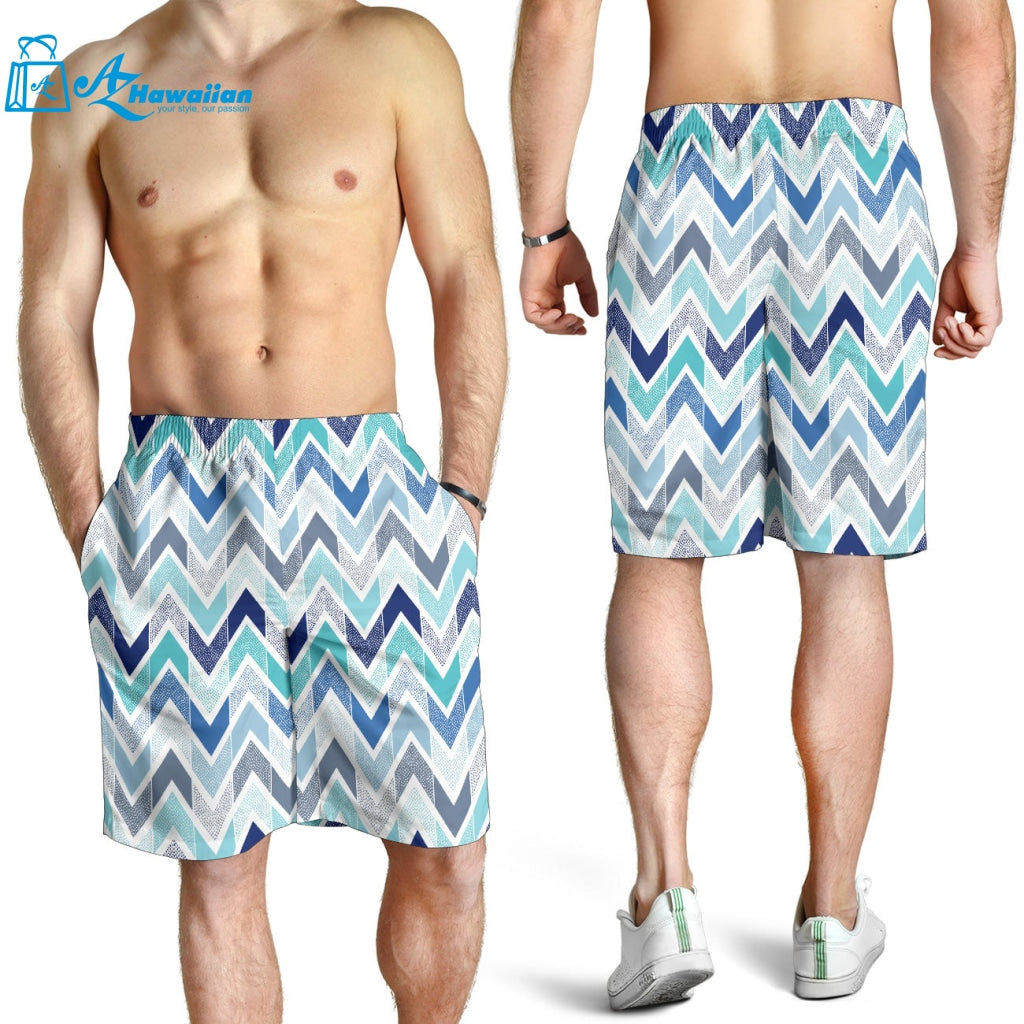 Zigzag Chevron Blue Pattern Men Shorts