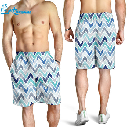 Zigzag Chevron Blue Pattern Men Shorts