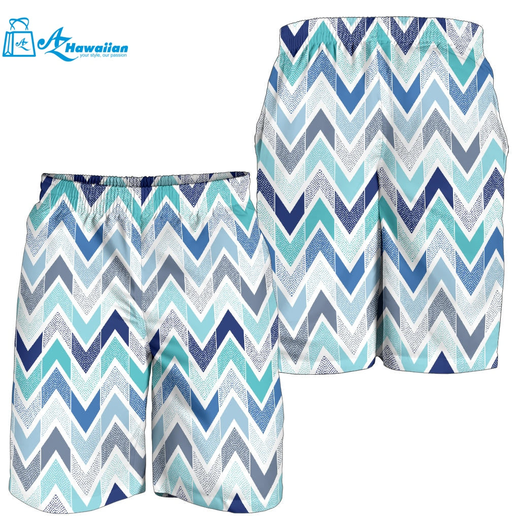 Zigzag Chevron Blue Pattern Men Shorts