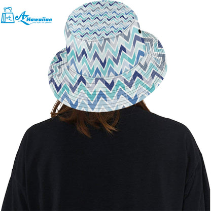 zigzag chevron blue pattern Unisex Bucket Hat