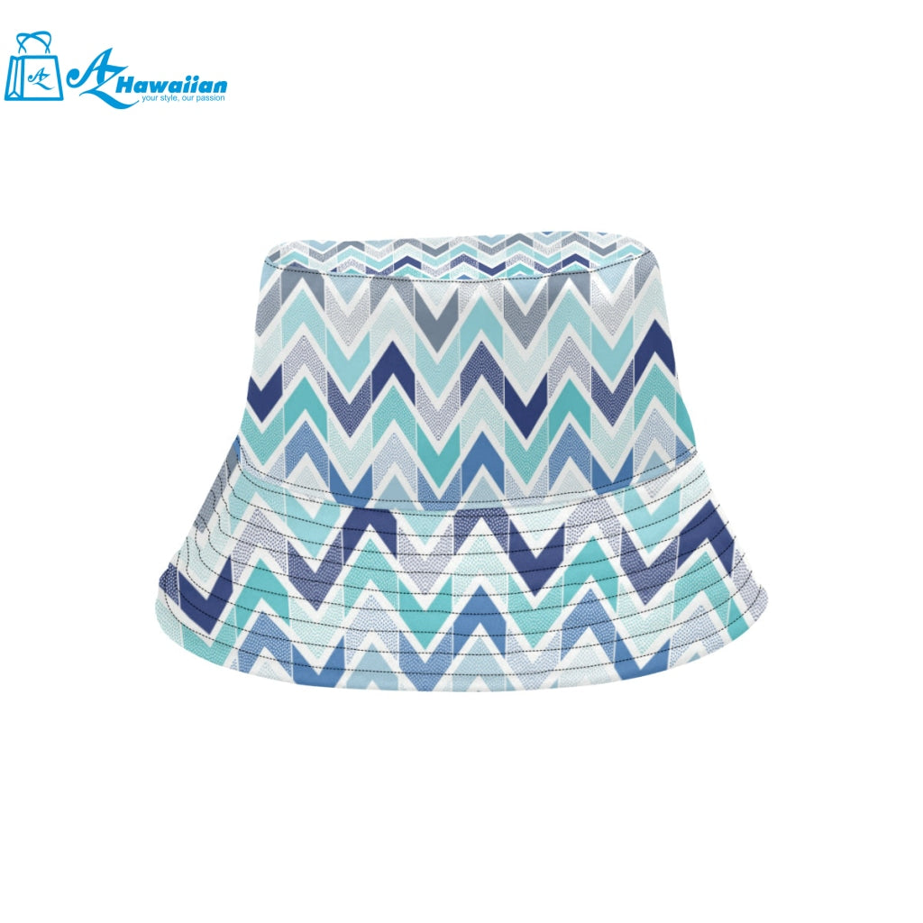 zigzag chevron blue pattern Unisex Bucket Hat