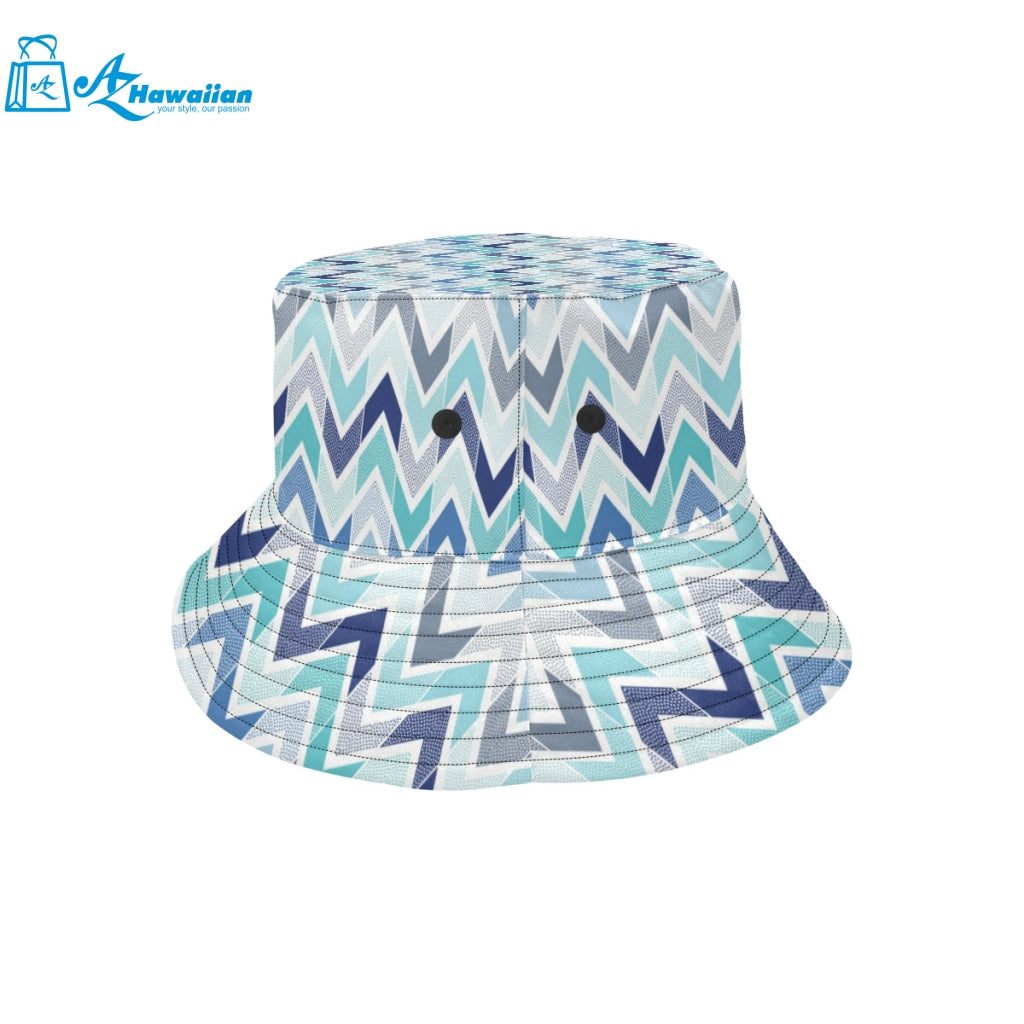 zigzag chevron blue pattern Unisex Bucket Hat