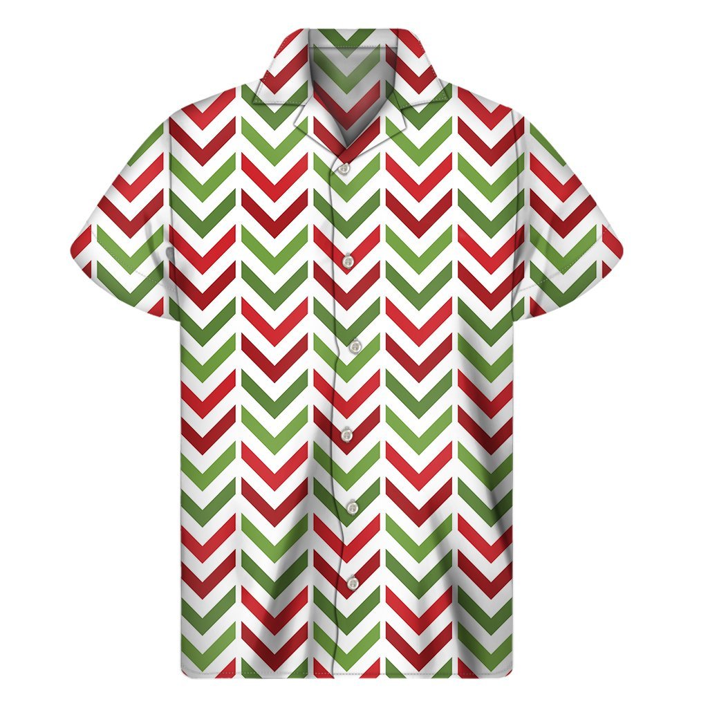 Zigzag Merry Christmas Pattern Print Mens Short Sleeve Shirt Hawaiian