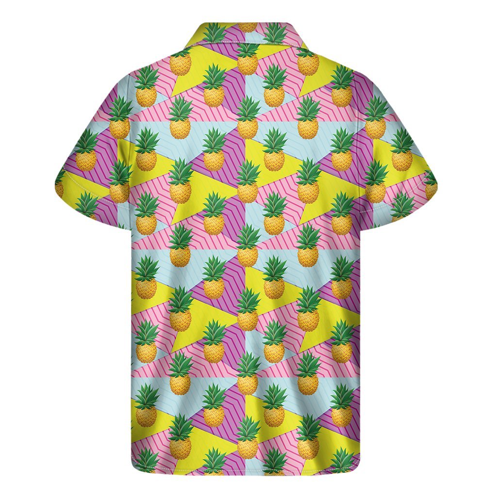 Zigzag Pineapple Pattern Print Mens Short Sleeve Shirt Hawaiian