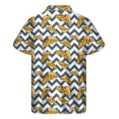 Zigzag Pizza Pattern Print Mens Short Sleeve Shirt Hawaiian