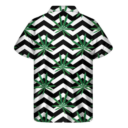 Zigzag Weed Pattern Print Mens Short Sleeve Shirt Hawaiian