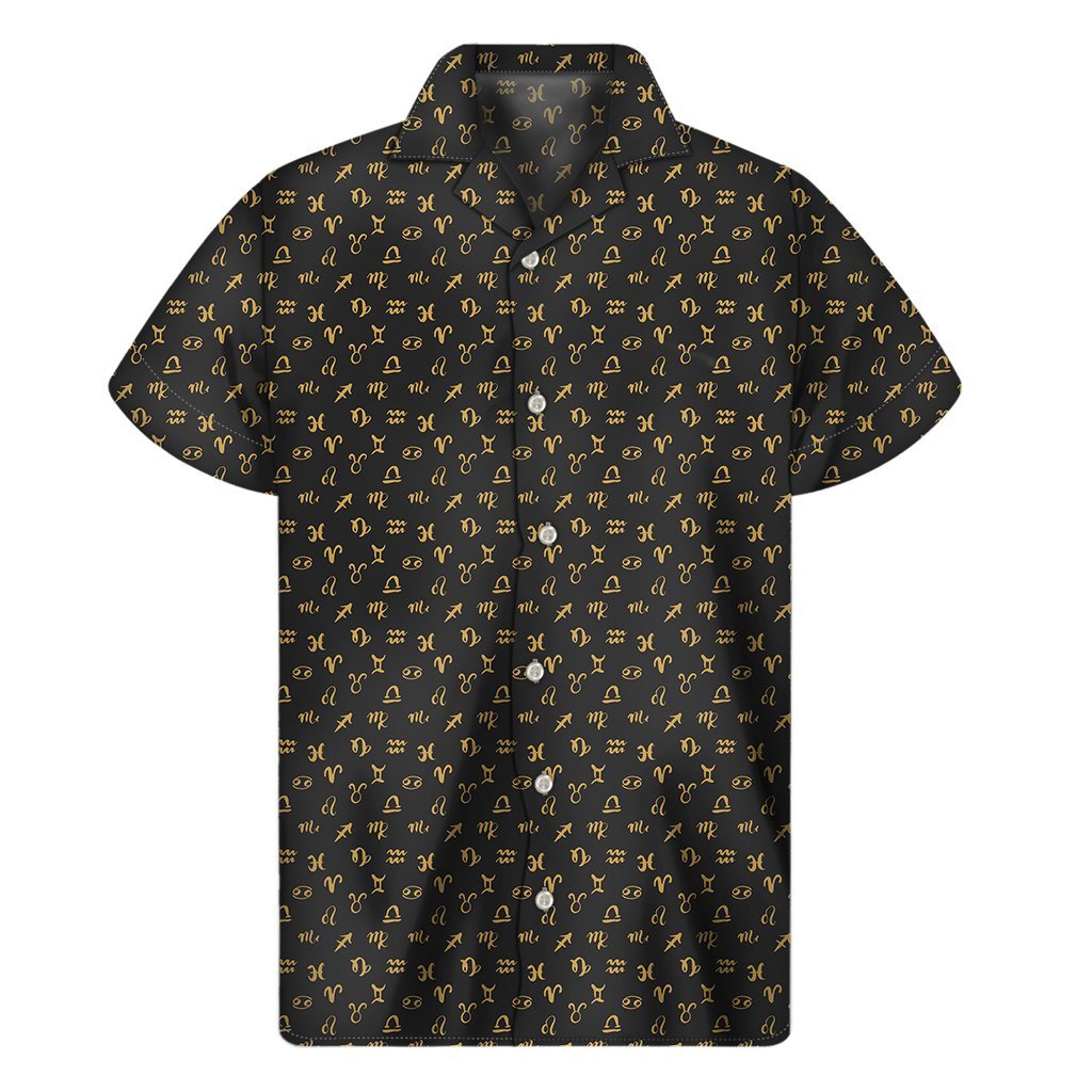 Zodiac Astrological Signs Pattern Print Mens Short Sleeve Shirt Hawaiian