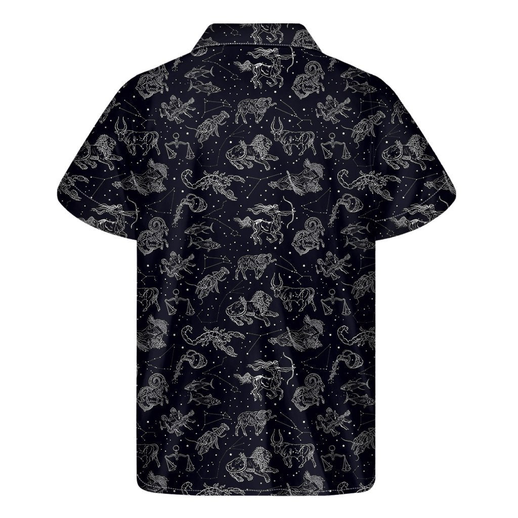 Zodiac Constellation Pattern Print Mens Short Sleeve Shirt Hawaiian