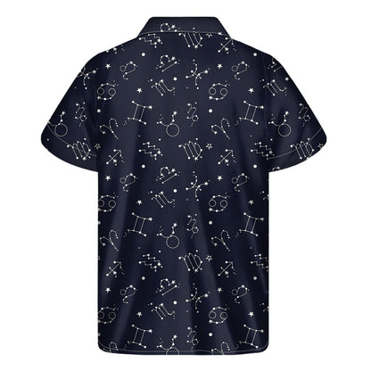 Zodiac Star Signs Pattern Print Mens Short Sleeve Shirt Hawaiian