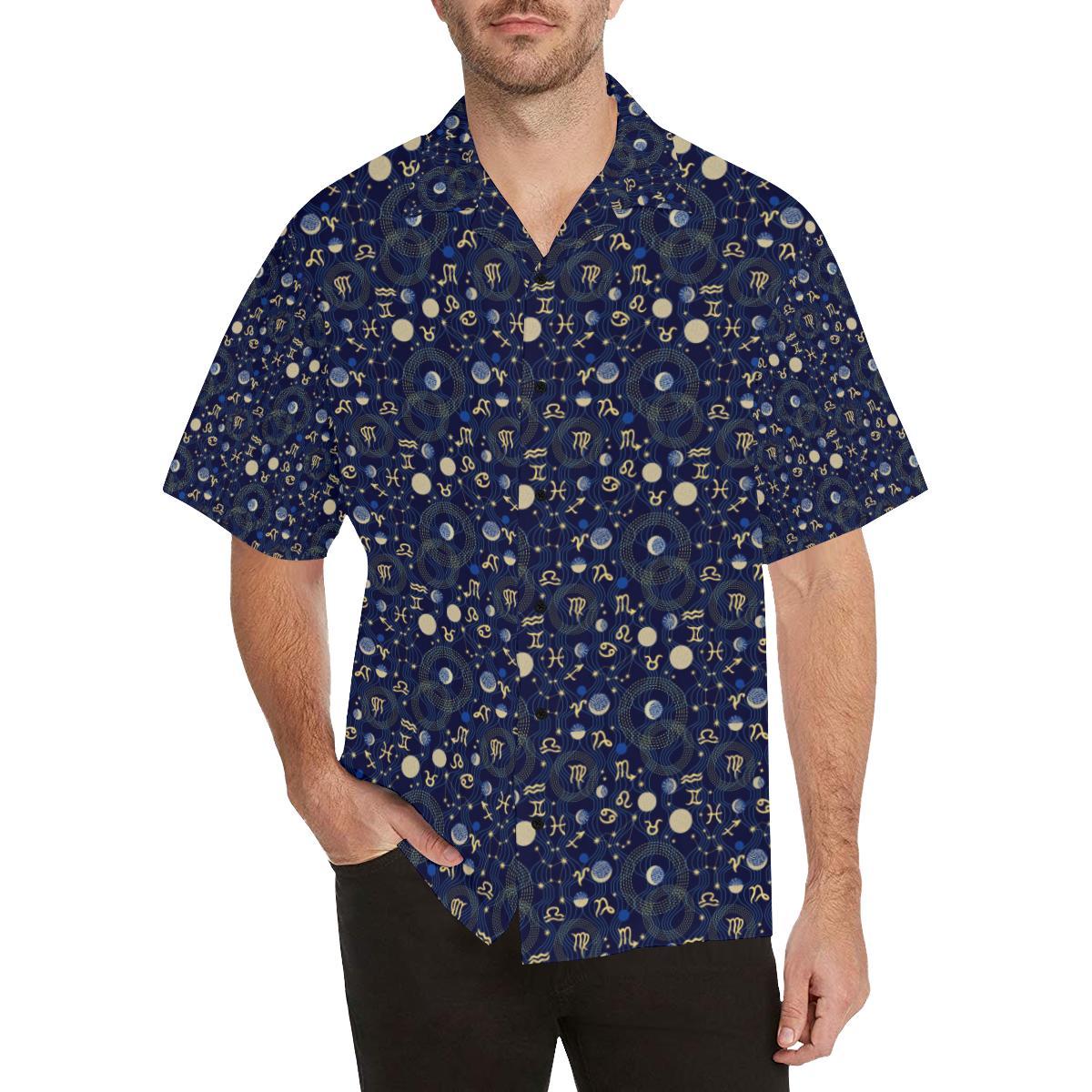 Zodiacthemed Design Print Hawaiian Shirt