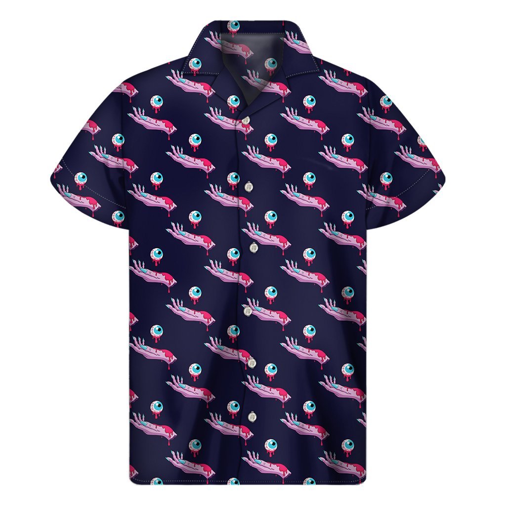 Zombie Eyeball Pattern Print Mens Short Sleeve Shirt Hawaiian