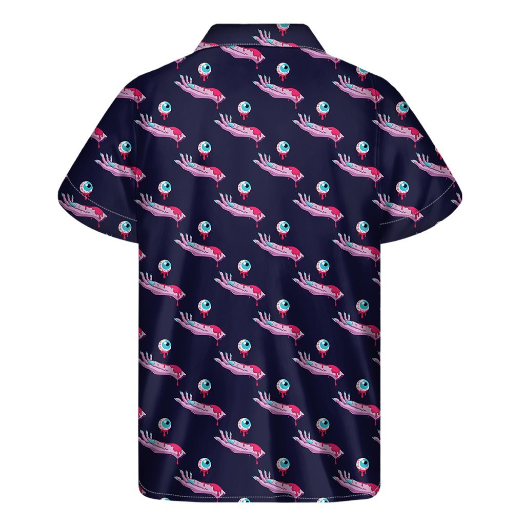 Zombie Eyeball Pattern Print Mens Short Sleeve Shirt Hawaiian