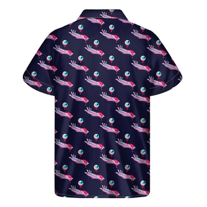 Zombie Eyeball Pattern Print Mens Short Sleeve Shirt Hawaiian