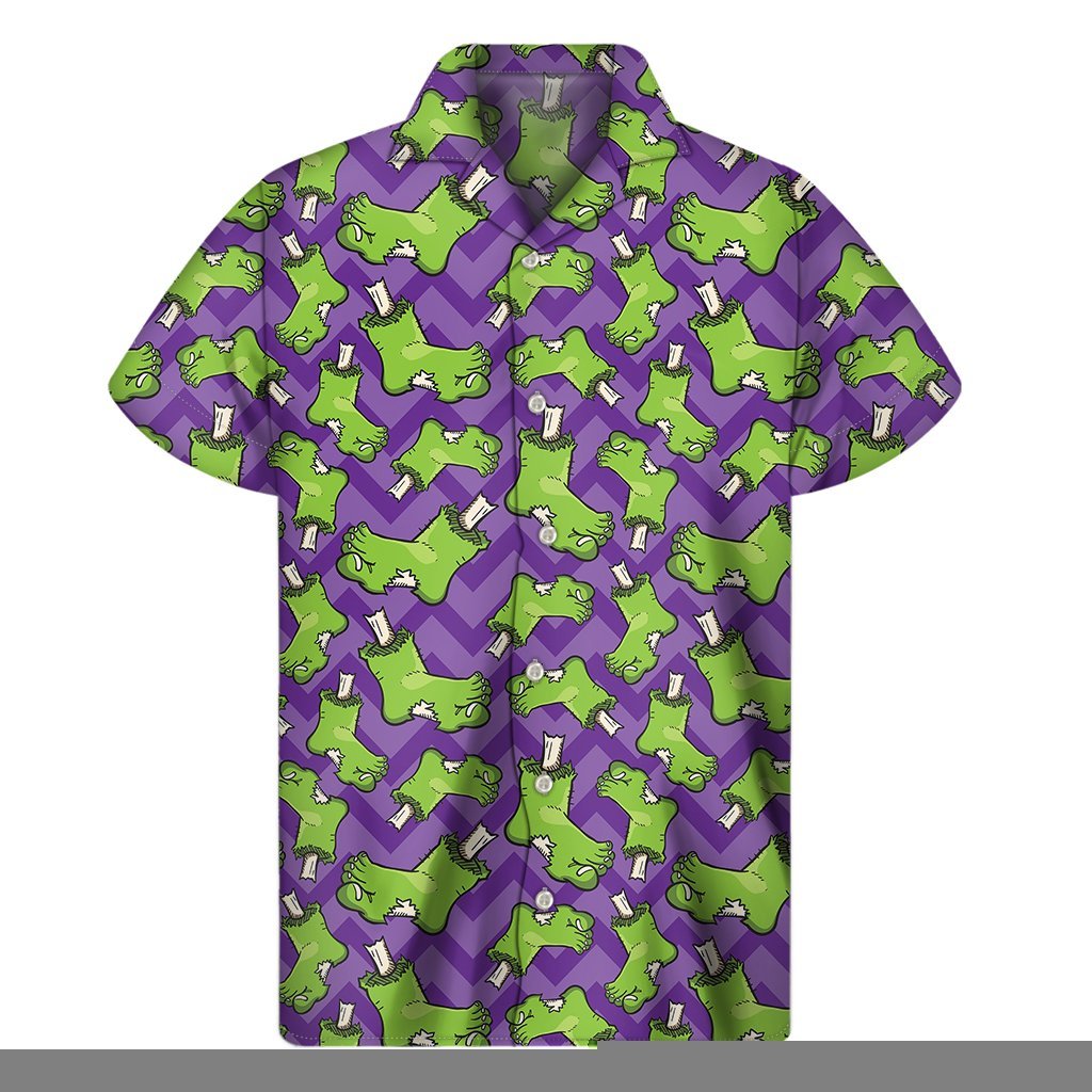 Zombie Foot Pattern Print Mens Short Sleeve Shirt Hawaiian