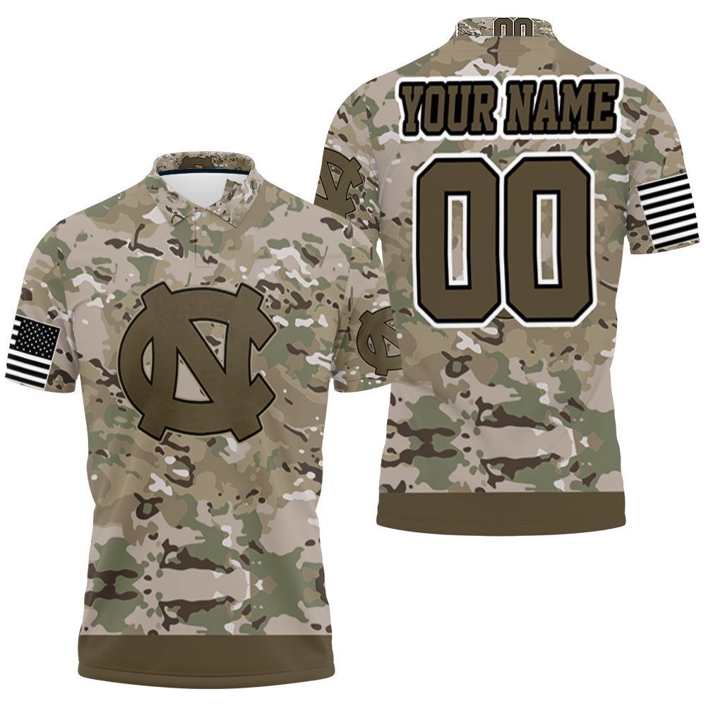 3D Personalized Camouflage Veteran Polo For North Carolina Tar Heels Fans