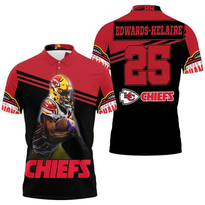 3D Polo Shirt For Kc Chiefs Super Bowl 2021 Champs - Edwards Helaire 26