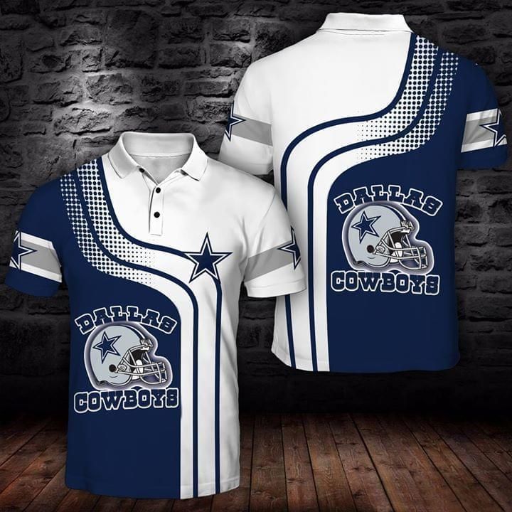 All Over Print Dallas Cowboys Polo T-shirt with 3D Printed Polo Collar and Breathable Fabric