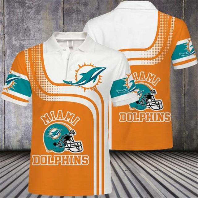 Casual Miami Dolphins Polo Shirt With All Over Print For Fans: Perfect Gift