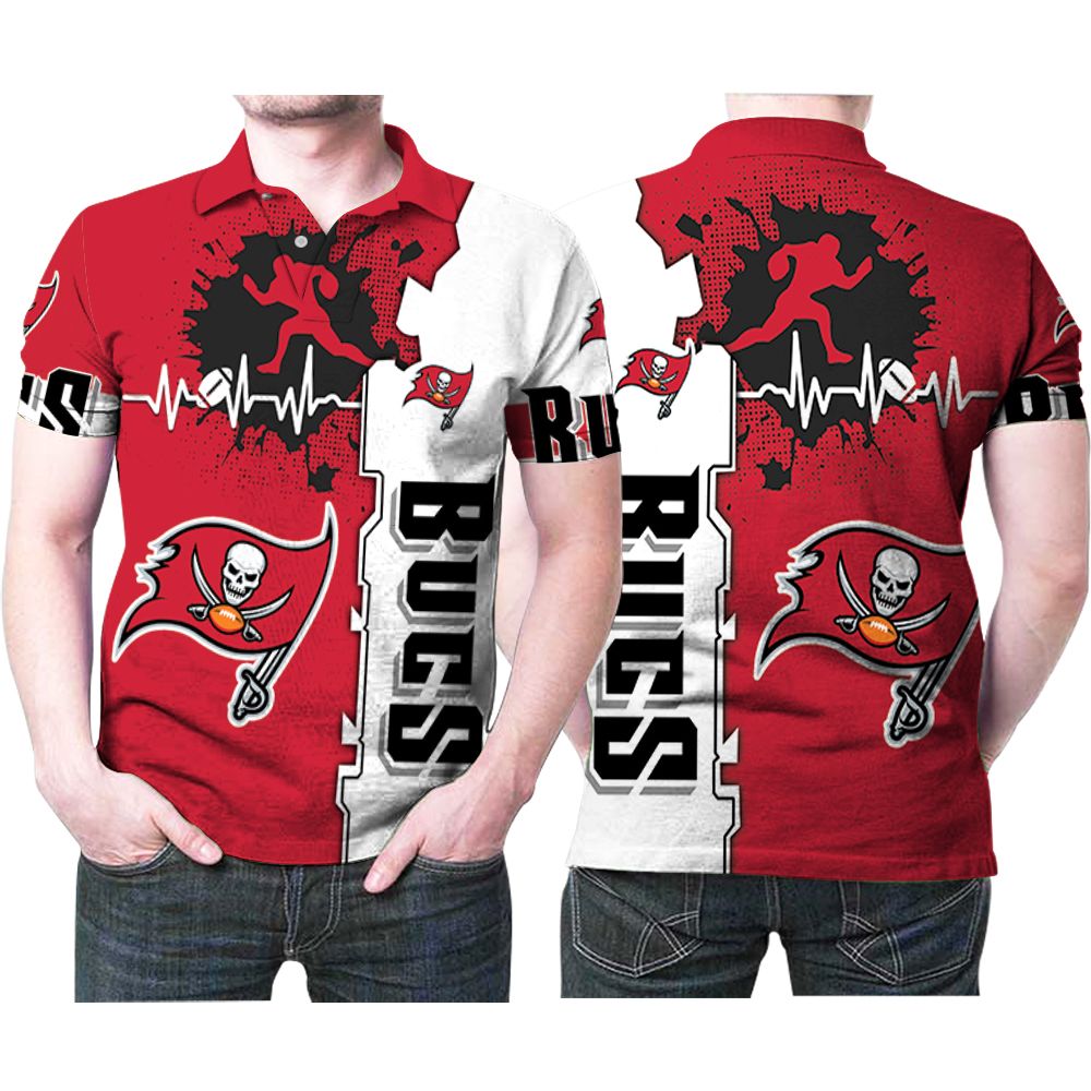 Heartbeat Running Tampa Bay Buccaneers Logo 3D Polo Shirt - Gift For Fans With Unique Prints