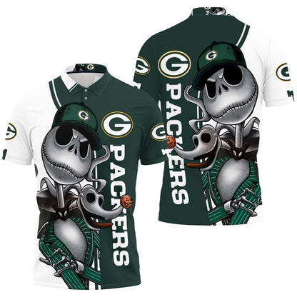 Jack Skellington And Zero Green Bay Packers Polo Shirt - Halloween Inspired Apparel