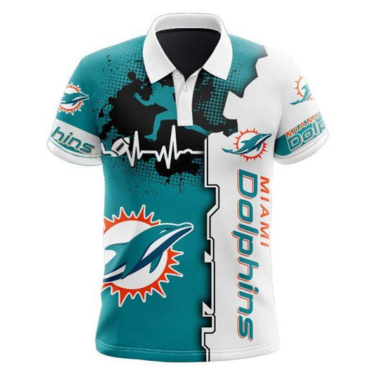 Miami Dolphins Beating Curve Polo Shirt Perfect For Fans