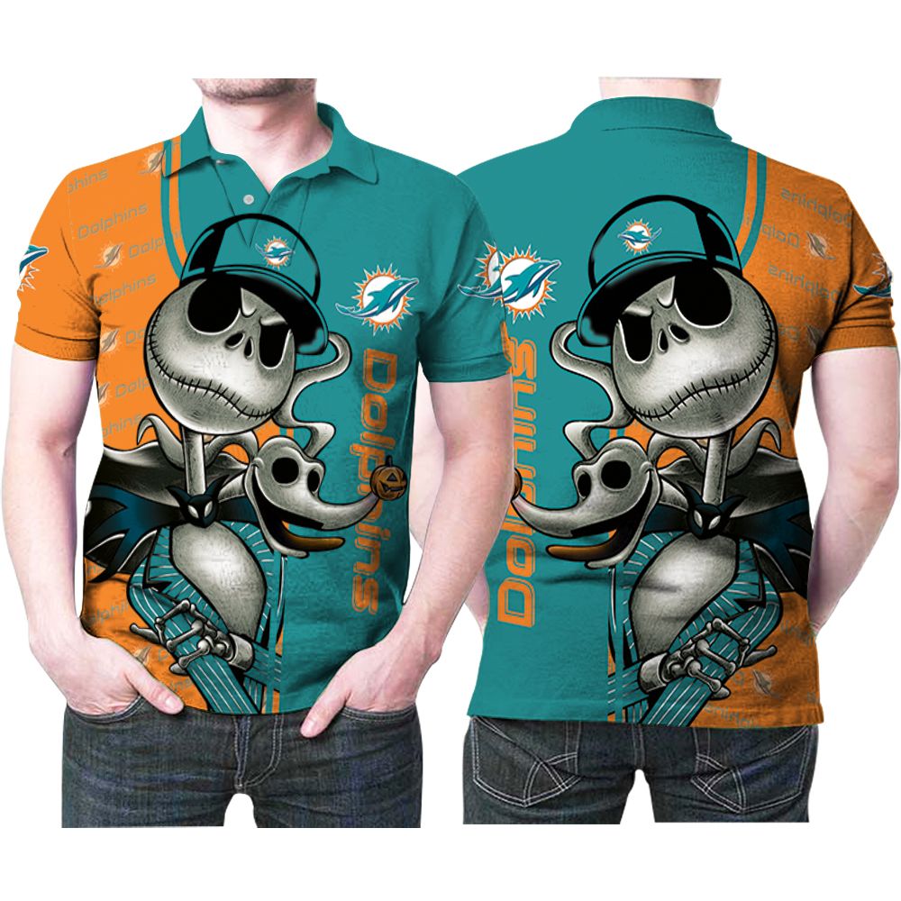 Miami Dolphins Jack Skellington Halloween 3D Polo Shirt: Perfect Gift For Fans