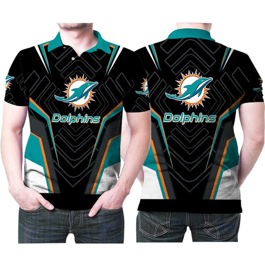 Miami Dolphins Logo All Over 3D Polo Shirt For Fans - Perfect Gift