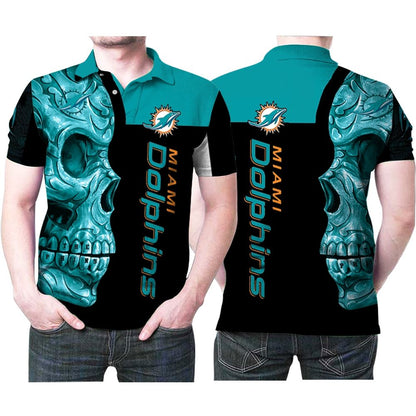 Miami Dolphins Nfl Skull 3D Polo Shirt For Fans As A Perfect Gift