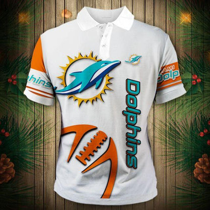 Miami Dolphins Zigzag Casual 3D Polo Shirt For Fans - Perfect Gift