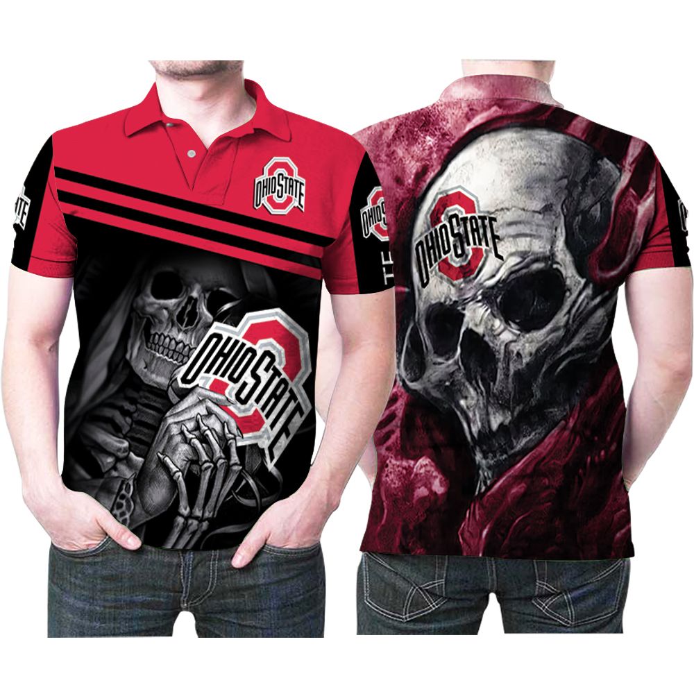 Ohio State Buckeyes American Football University Logo Skull Gift for Fans and Lovers - Polo Shirt All Over Print