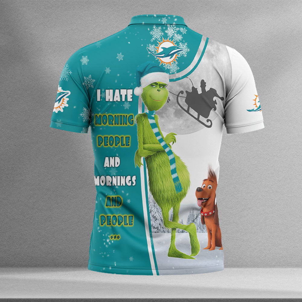 Personalized Nfl Christmas The Grinch Miami Dolphins Shirt With 3D Polo Design For Fans