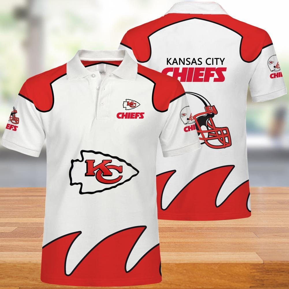 White Kansas City Chiefs Polo Shirt Gift For Nfl Fans