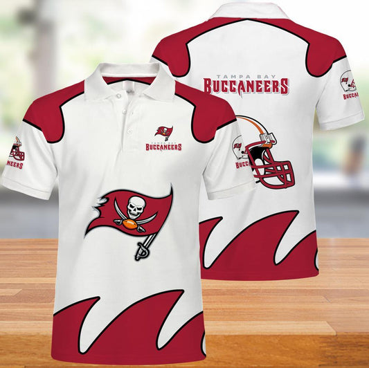 White Tampa Bay Buccaneers Polo Shirt - Ideal For Nfl Fans With Unique Prints