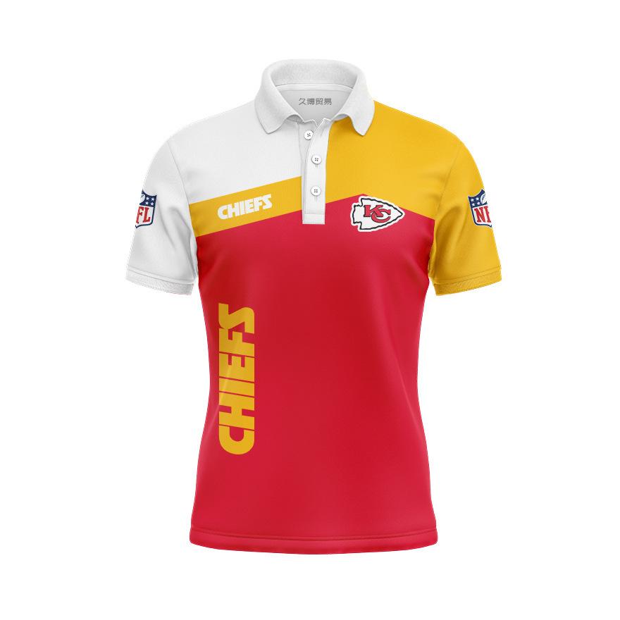 Women'S Stylish Button Up Kansas City Chiefs Polo Shirt - Look And Feel Great