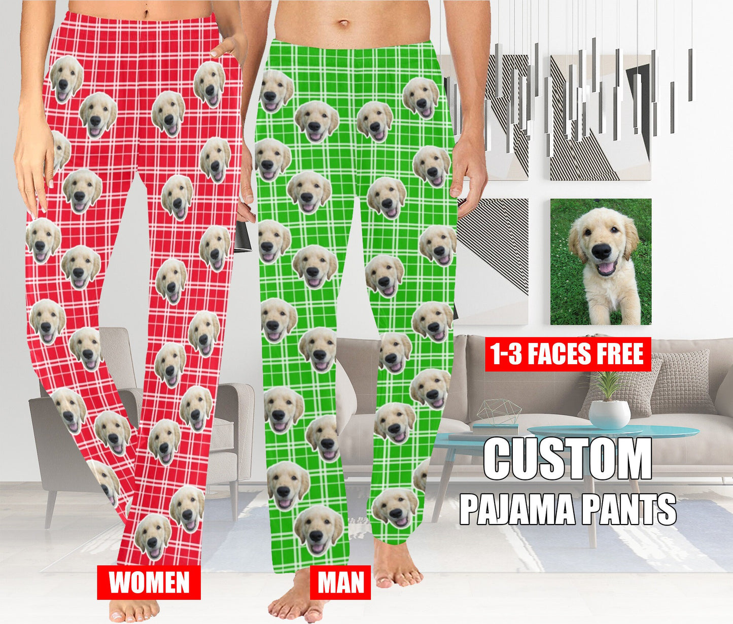 Personalized Christmas Pajamas Women Men, Custom Pajama pants for men, custom dog pajama pants, Christmas Pajamas, Personalized Gift for her