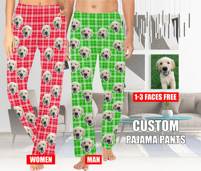 Personalized Christmas Pajamas Women Men, Custom Pajama pants for men, custom dog pajama pants, Christmas Pajamas, Personalized Gift for her